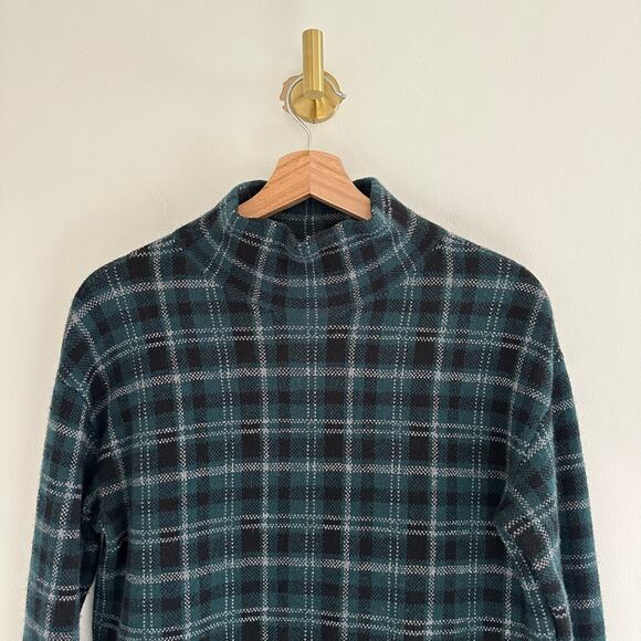 AKRIS Punto Cashmere-Blend Mock Neck Plaid Sweater In Black-Ivy - Picture 4 of 11